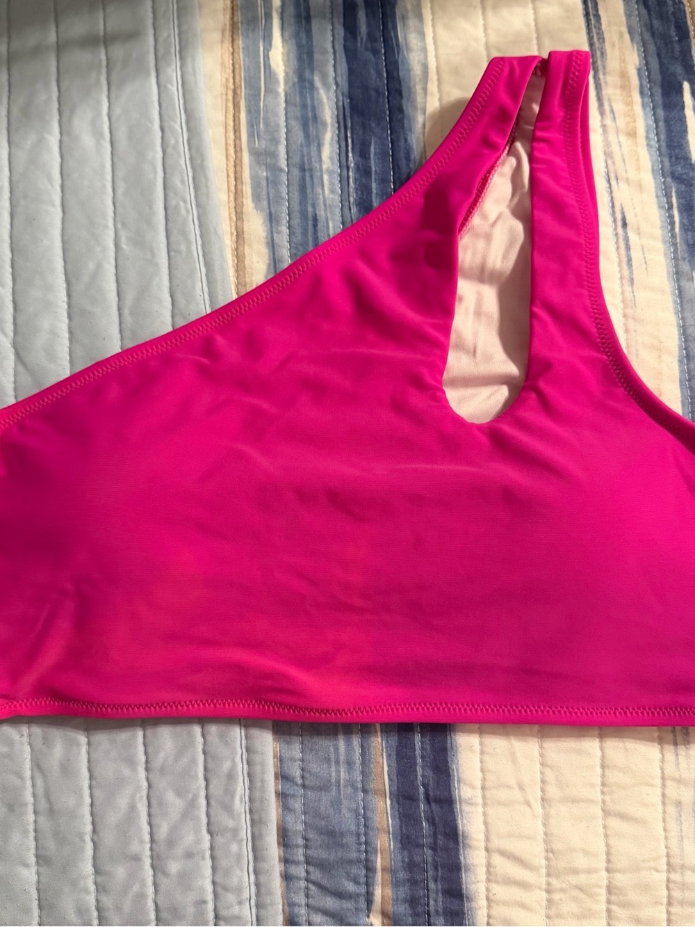 Women’s One-Shoulder Bright Pink Bikini Swim Top